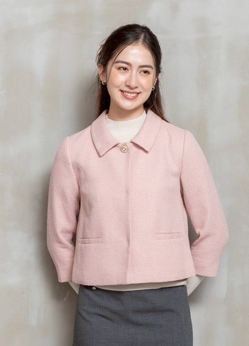 輕光雅緻花紗翻領短外套