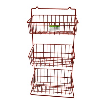 大台灣企業社 三層四角壁籃  塑膠鐵製  紅色  1個