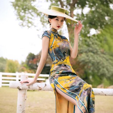 四小姐高端真絲年會禮服旗袍走秀演出服2025新款高端大氣上檔次