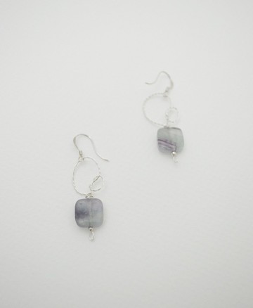 結繩記事系列-方形螢石‧純銀耳環