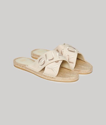 Superdry Women's Women's Espadrille Cross Strap Sliders Beige / Natural - Size: 4 Size: 6