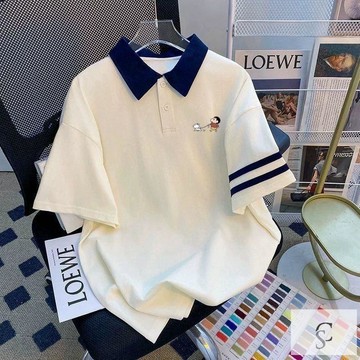 【XL-8XL大尺碼】👩大尺码T恤 寬鬆巨顯瘦上衣 純棉短袖t恤時尚韓版撞色polo領短袖T恤女夏季新款別緻洋氣百搭顯
