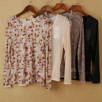 外貿單女士打底衫內衣超薄長袖絲滑皮膚衣舒適上衣154430超輕圓領