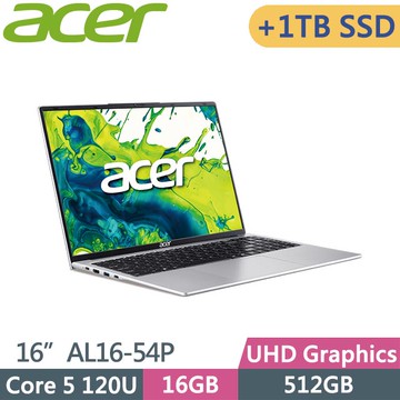 ACER Aspire Lite 15 AL16-54P-596E (Core 5 120U/16GB/512GB+1TB/Win11/16吋) 特仕
