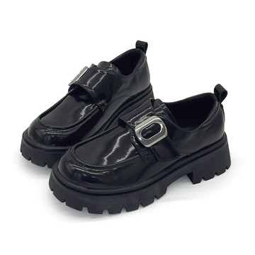 Blaine樂章學院柔亮方扣厚底增高懶人樂福鞋