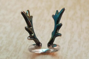 【提摩爺爺工坊】英雄聯盟LOL鏡爪個性化純銀 鹿角 硫化染黑戒指