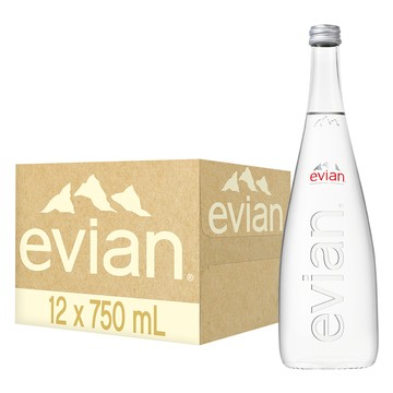 evian 【依雲公司貨】天然礦泉水(玻璃瓶750ml/12入)