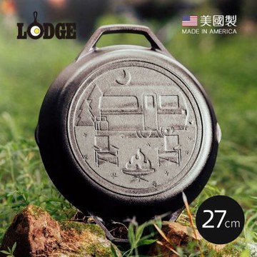 美國LODGE 漫遊旅行家系列 美國製雙耳圓形鑄鐵煎鍋(夜幕營火)-27cm (L8SKLWND)