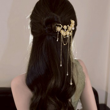 梅花流蘇發簪古風步搖發釵高級感日常百搭漢服旗袍配飾盤發發飾女 z803