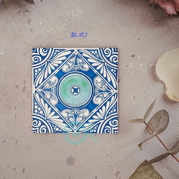 翠玉青花杯墊【青花瓷/禪繞畫】