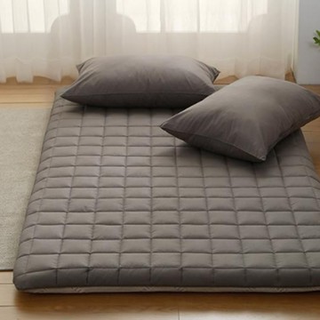 素色純棉絎縫床墊套 + 香草棉芯組  床墊套 + 內芯  深灰色  標準雙人床(Queen)