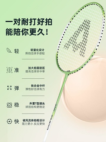 得力羽毛球拍旗艦全碳素超輕成人專業耐打羽毛拍套裝女生正品雙拍【北歐居家生活】