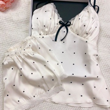 DUYI~夢詩 睡衣女夏季冰絲甜美吊帶短褲套裝純欲風夏天薄款家居服