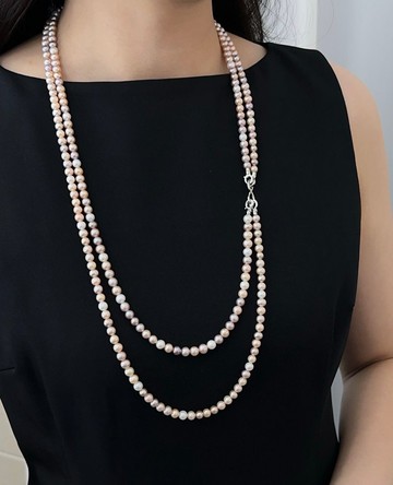 玫瑰漫步淡水天然珍珠無核珍珠彩色珍珠項鍊珍珠項鏈Y字鍊毛衣鏈