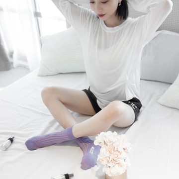乾燥感・機能美學羅紋襪 / 跳色款-紫羅蘭x紫丁香 / 22 - 26 cm - 台灣製 22 - 26 cm