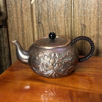 復古純紫銅手工大容量泡茶壺家用純銅茶水壺仿古沏茶壺刻花茶壺具