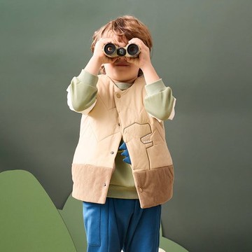小恐龍趣味造型鋪棉風衣背心外套