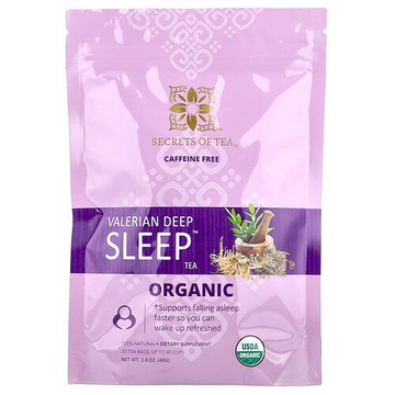 Secrets of Tea, 有機纈草根深度睡眠支援茶，無咖啡萃取，20 茶包，1.41 盎司（40 克）