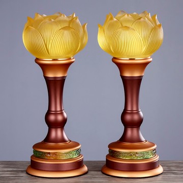 免運 快速出貨 圓通工藝七彩琉璃蓮花燈佛供燈led家用插電供燈一對佛燈 佛前供燈 母親節禮物