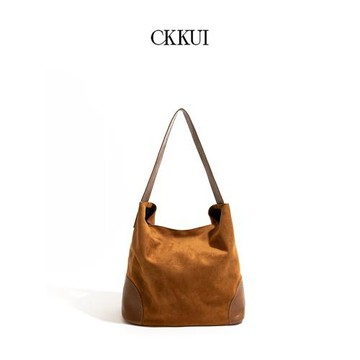 CKKUI韓系大容量時尚麂皮絨復古日常上班通勤百搭單肩腋下托特包