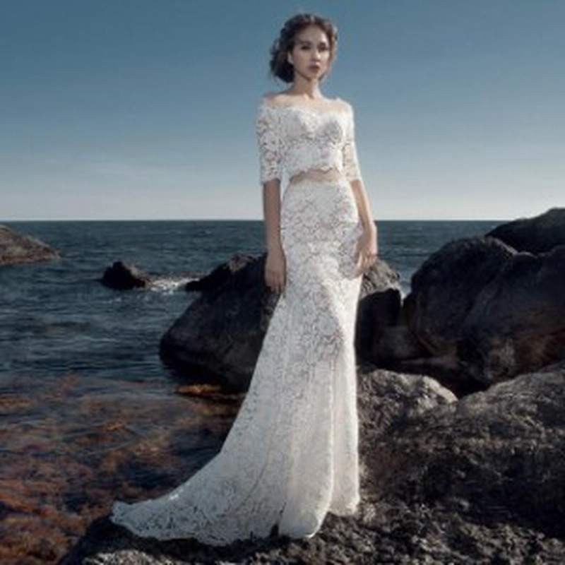 ウェディングドレス 二次会 花嫁ドレス 結婚式 ドレス パーティードレス マーメイド セパレート 大きいサイズ Xl 袖あり おしゃれ 大人 通販 Lineポイント最大get Lineショッピング