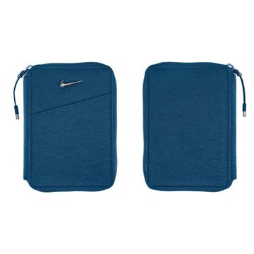 NIKE AURA 護照夾-ID 頸掛 證件夾 名牌帶皮夾 掛繩 N1012371408OS 墨藍銀