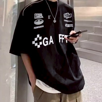 『GOAT』短袖 上衣 寬鬆 落肩 情侶 男女 百搭 春夏 衣服 短TEE 休閒 韓國 五分袖 韓版 賽車