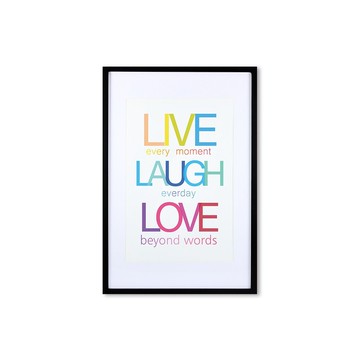 裝飾畫相框 Quote Series Live Laugh Love 黑色框 63x43cm