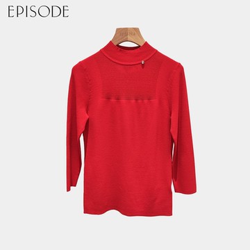 EPISODE - 氣質圓領鑽飾素色透膚設計針織衫142505