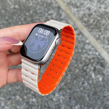 運動透氣 液態硅膠 磁吸錶帶 適用 Apple Watch S10 9 8 7 6 SE 蘋果手錶帶 42mm 46mm