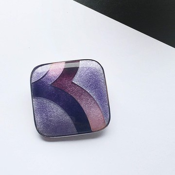 羽毛【紫晶】景泰藍胸針 純銀有線景泰藍