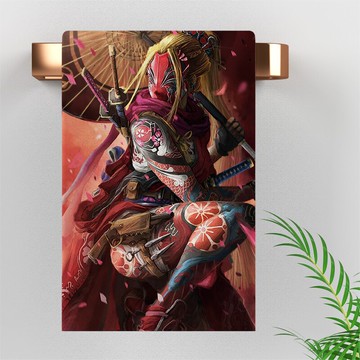 藝伎鬼般若紋身毛巾35*75cm柔軟短毛絨印花通用吸水面巾 來圖定制