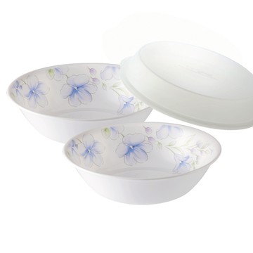 【美國康寧 CORELLE】 春晨藍花2件式餐碗組加贈微波蓋*1