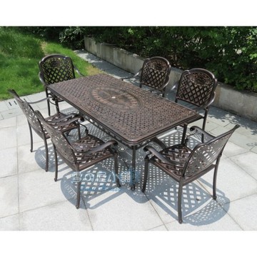 ╭☆雪之屋☆╯ 鑄鋁斜格長方桌(DIY自組)(不含椅)/戶外休閒桌椅T-Z175