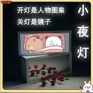 台灣出貨 一二布布鏡子燈光畫 布布一二燈光畫 一二布布小夜燈 燈光畫 鏡子畫 裝飾畫 情侶壁畫 生日禮物 送閨蜜對象禮物