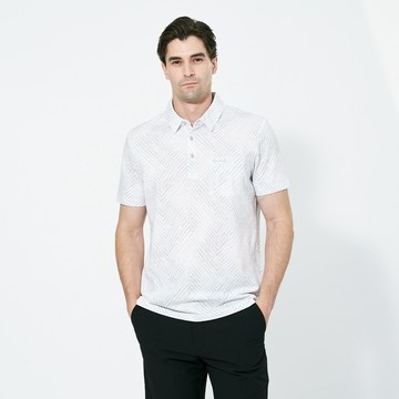 Pierre Cardin 男款 棉混PK印花襯衫領短袖polo衫-白色 (5257265-90)