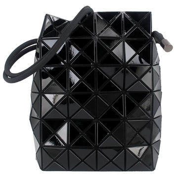 ISSEY MIYAKE 三宅一生 BAOBAO 黑色亮面方格6x6繩結肩背/斜背水桶包