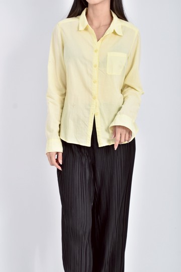 (M) net質感素面黃色襯衫上衣