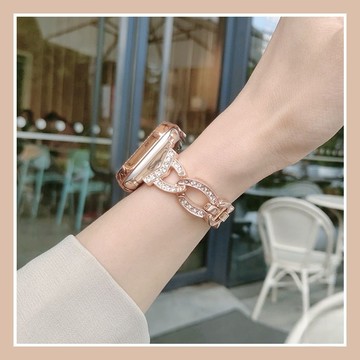 鑲鑽 日字扣 金屬錶帶 適用於 Apple Watch 11 10 9 8 7 6 SE蘋果手錶錶帶 42mm 46mm