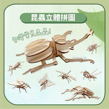 99元免運~【益智拼圖】木質昆蟲立體拼圖｜台灣昆蟲3D獨角仙鍬形蟲木頭模型