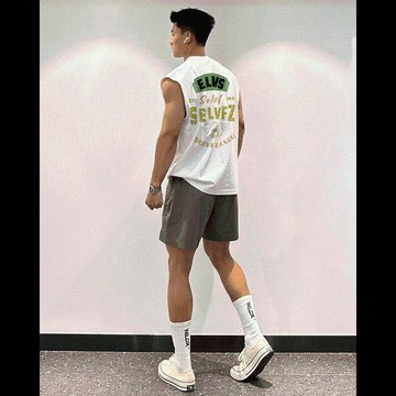 300斤大碼美式休閒寬鬆潮牌印花背心男夏季純棉運動白色上衣無袖 7H