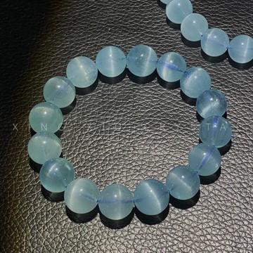 星宿家罕有星光海藍寶手鏈女鬼藍貓眼海水藍寶石手串福神石水晶