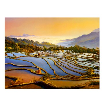 【御畫房】梯田風光 國家一級畫師手繪油畫60×80cm(VF-166)