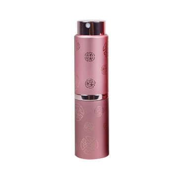 MYBeauty 旋轉收納防漏填充瓶 囍字雕花款-15ml-粉 婚禮小物/香水分裝小噴瓶/玻璃分裝瓶/按壓式噴霧瓶/酒精分裝罐