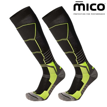 MICO 美麗諾羊毛滑雪襪 CA0115 (21) / 160黑黃 (M-XL)