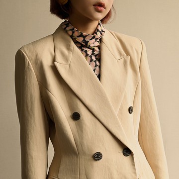 【NaSuBi Vintage】俐落輪廓雙襟古著西裝外套