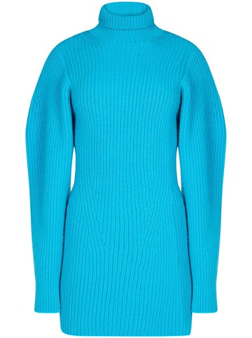 Nina Ricci - ribbed-knit long-sleeve dress - women - Wool - XS - Blue