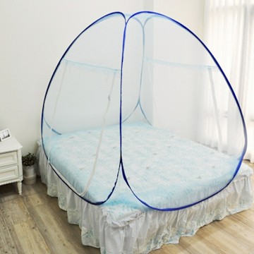 亞曼達Amanda 雙開門拉鏈彈開式蚊帳 蒙古包 雙人 -藍色