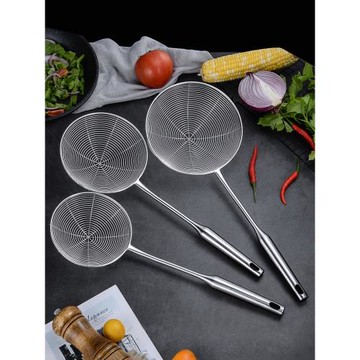 304不銹鋼漏勺316L鋼撈面勺家用廚房大號火鍋笊籬過濾神器加粗線
