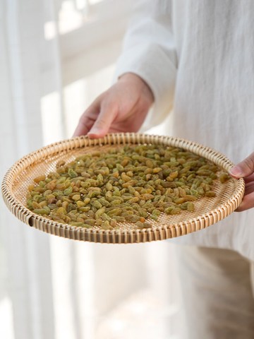 異麗越南手工編織籃竹編篩子家用晾曬筐空餃子盤竹簸箕廚房菜籃筐